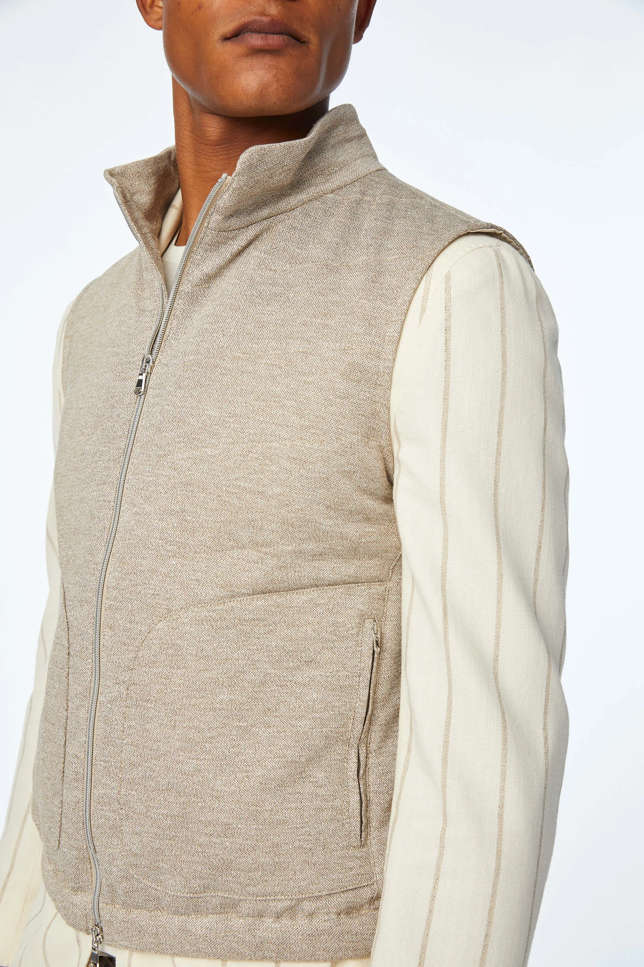 Gilet imbottito in jersey beige