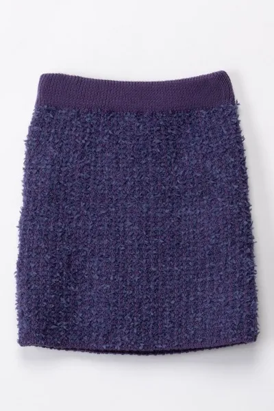 Gonna corta in bouclè con bottoni oro CANDY VIOLET