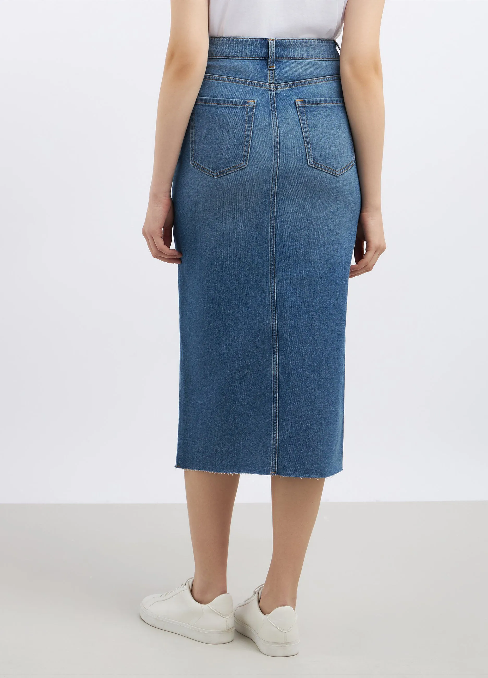 Gonna in denim di puro cotone donna