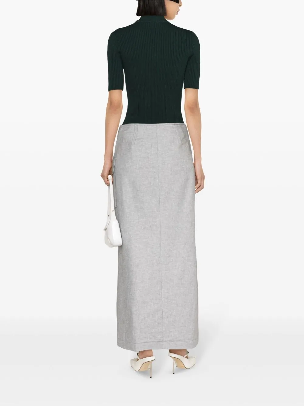 Gonna lunga con spacco in grigio - donna