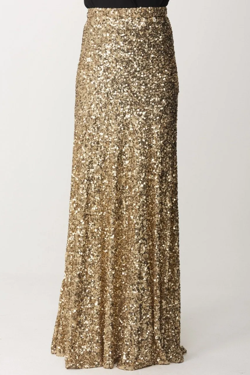 Gonna lunga in tulle full paillettes Oro