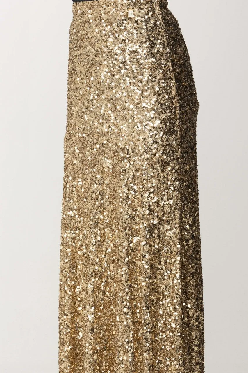 Gonna lunga in tulle full paillettes Oro