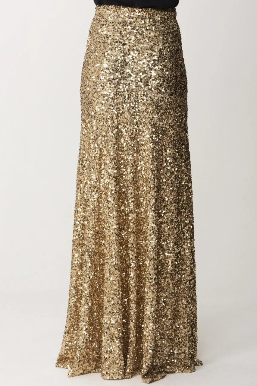 Gonna lunga in tulle full paillettes Oro