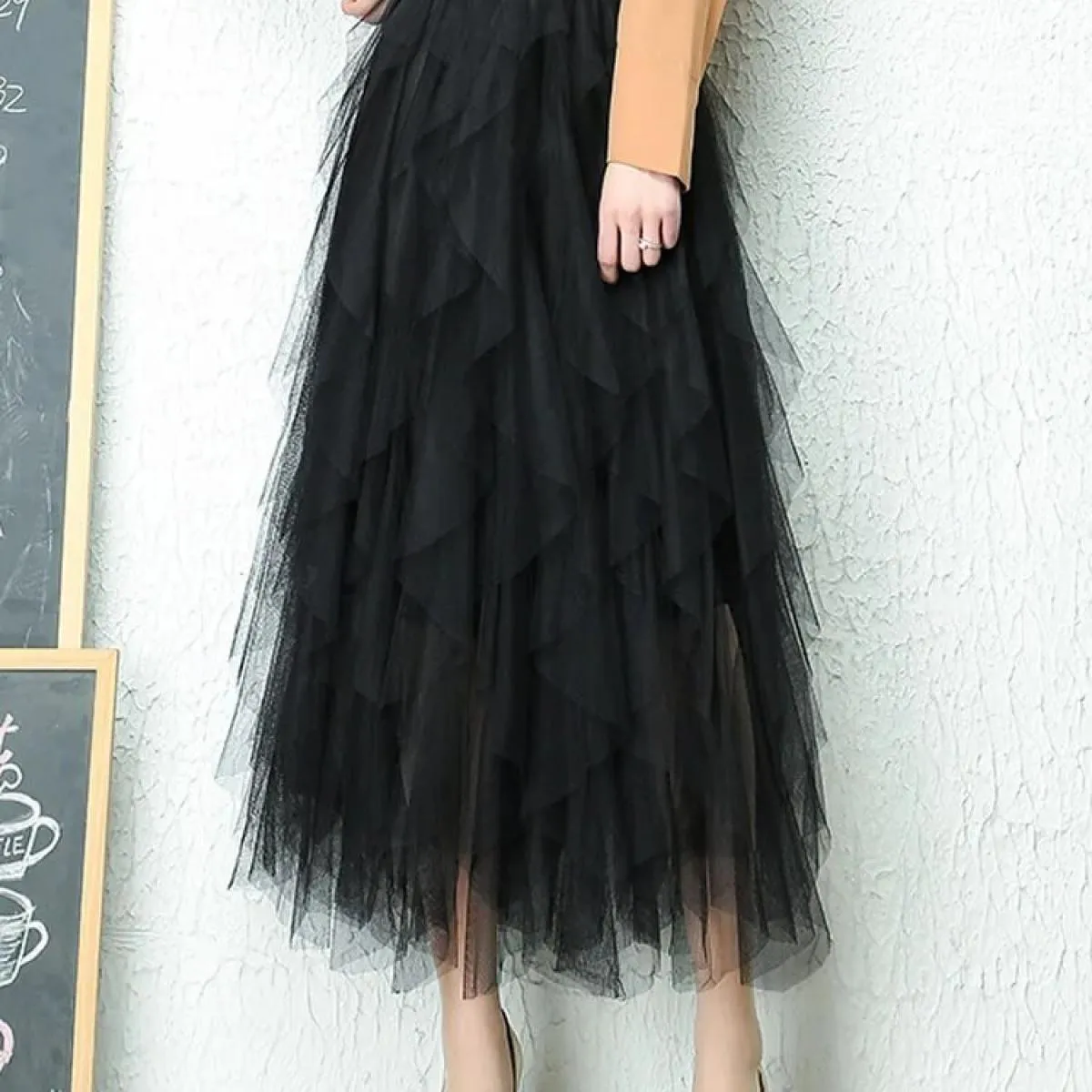 Gonna lunga in tulle nero Gonna lunga estiva in tulle Tutù moda femminile nero in tulle