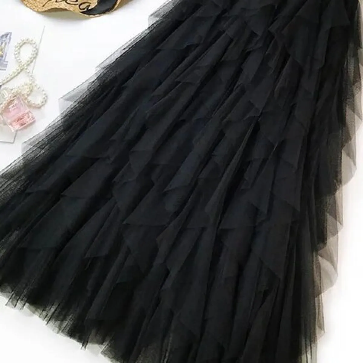Gonna lunga in tulle nero Gonna lunga estiva in tulle Tutù moda femminile nero in tulle