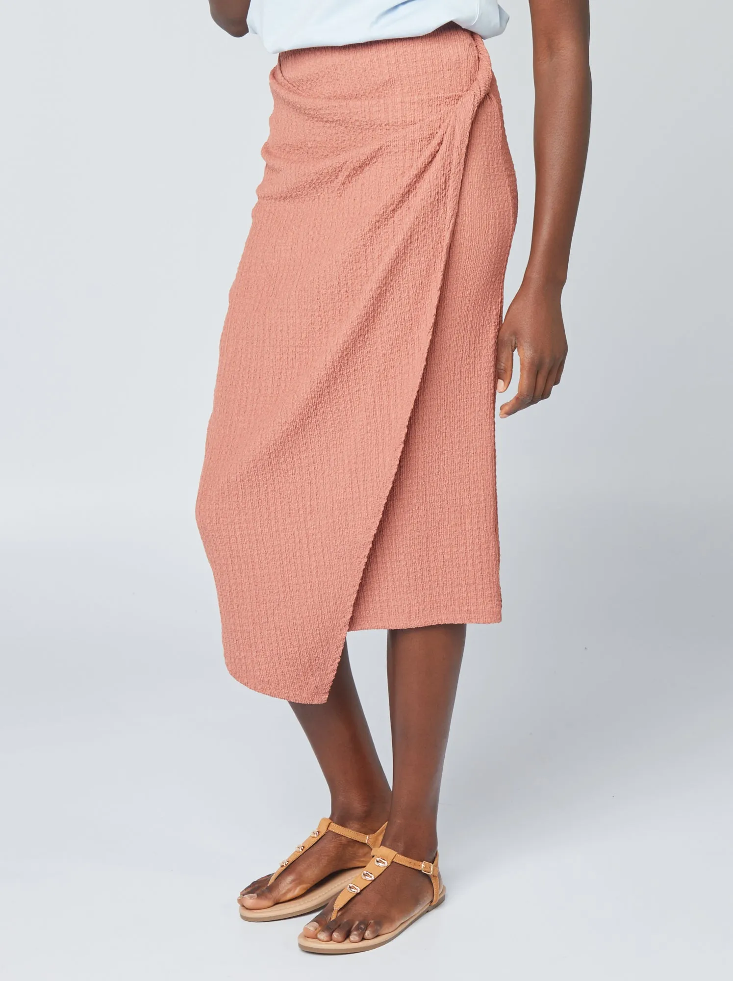 Gonna pareo in maglia goffrata - ROSA