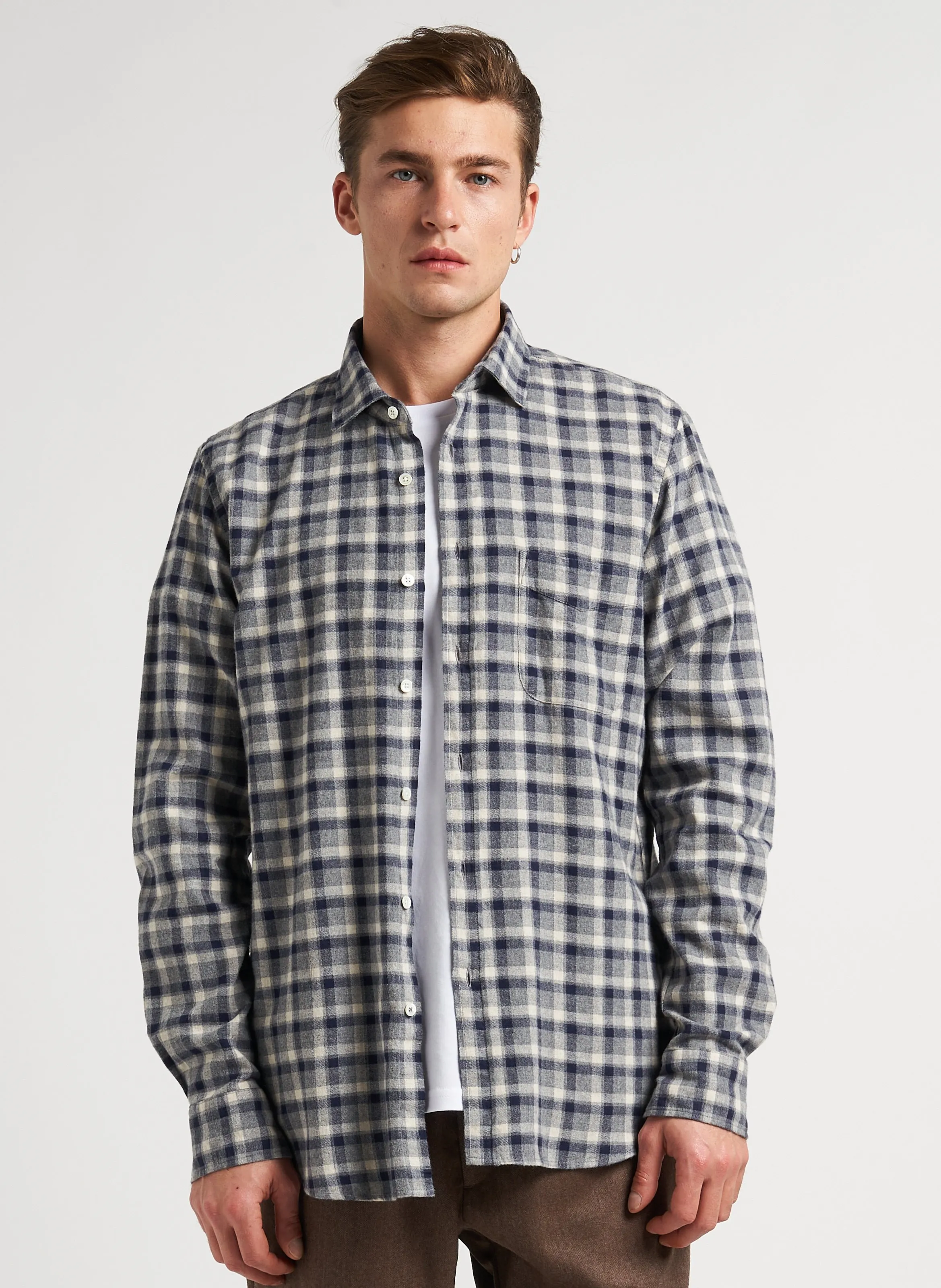  HARTFORD   STORM - Camicia collo classico a quadri in cotone | Grigio