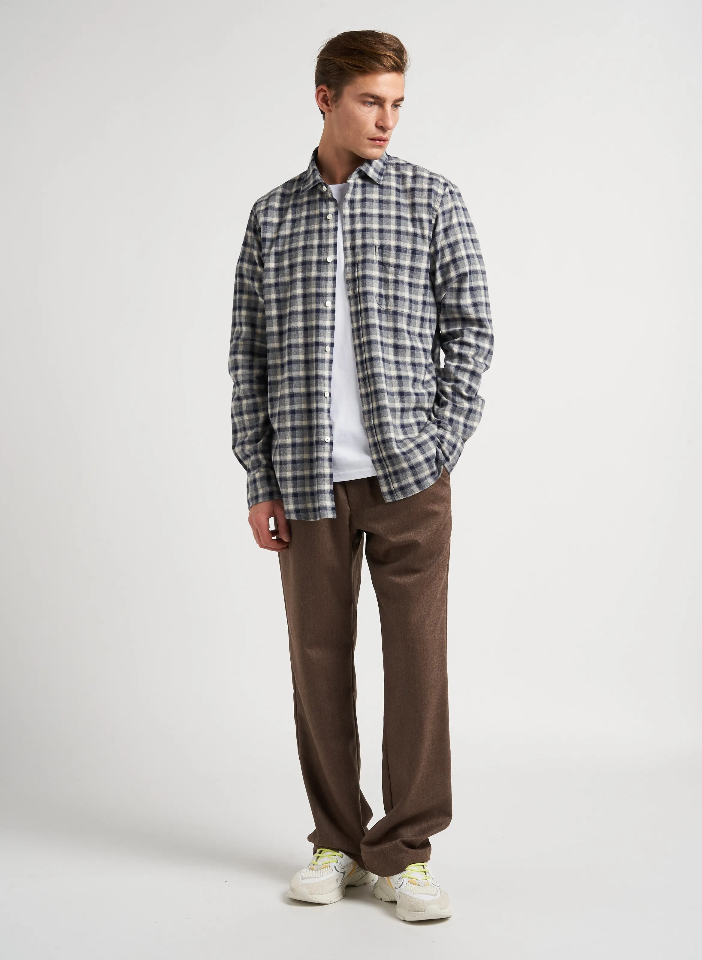  HARTFORD   STORM - Camicia collo classico a quadri in cotone | Grigio