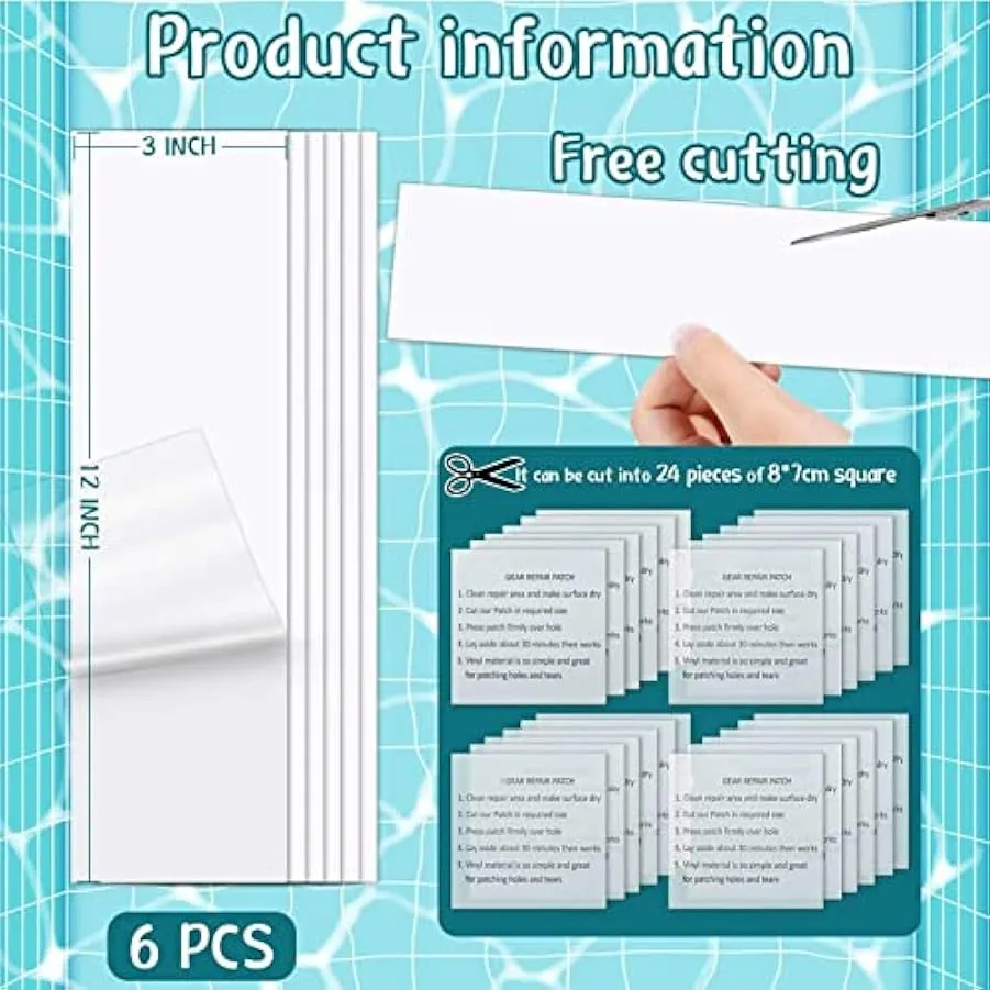 HINAA 3 PCS Patch di Riparazione Trasparente in TPU da 6 Pezzi, Cerotto Autoadesivo riparatore Resistente all’Acqua per Piscine,