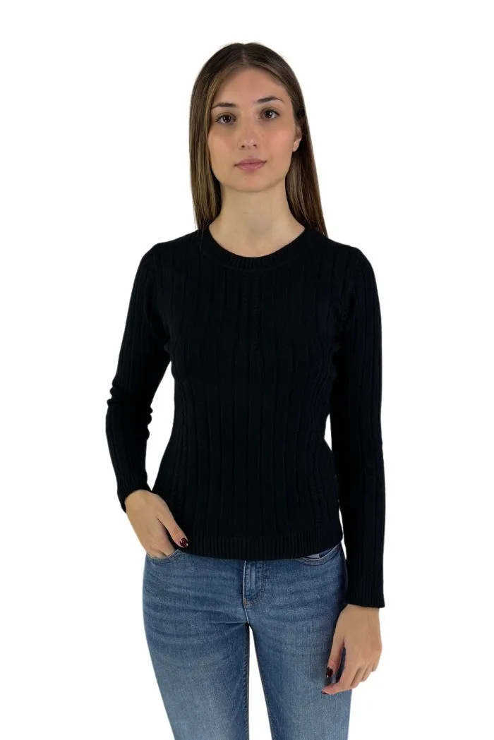Influencer maglia girocollo in misto viscosa a coste h98125