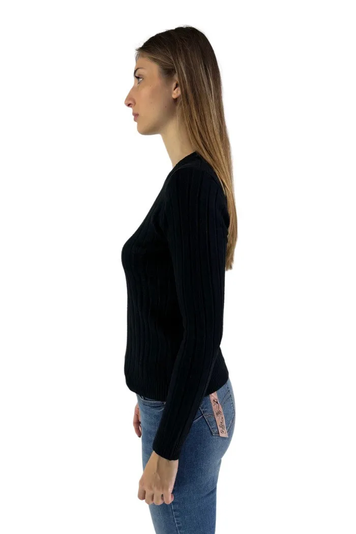 Influencer maglia girocollo in misto viscosa a coste h98125