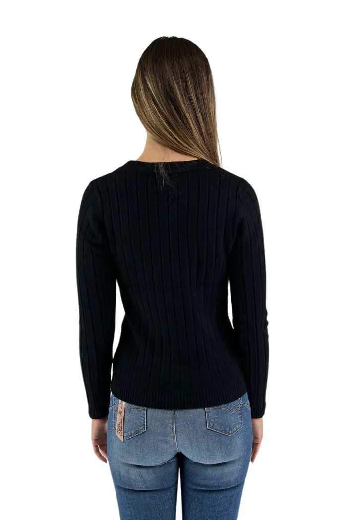 Influencer maglia girocollo in misto viscosa a coste h98125