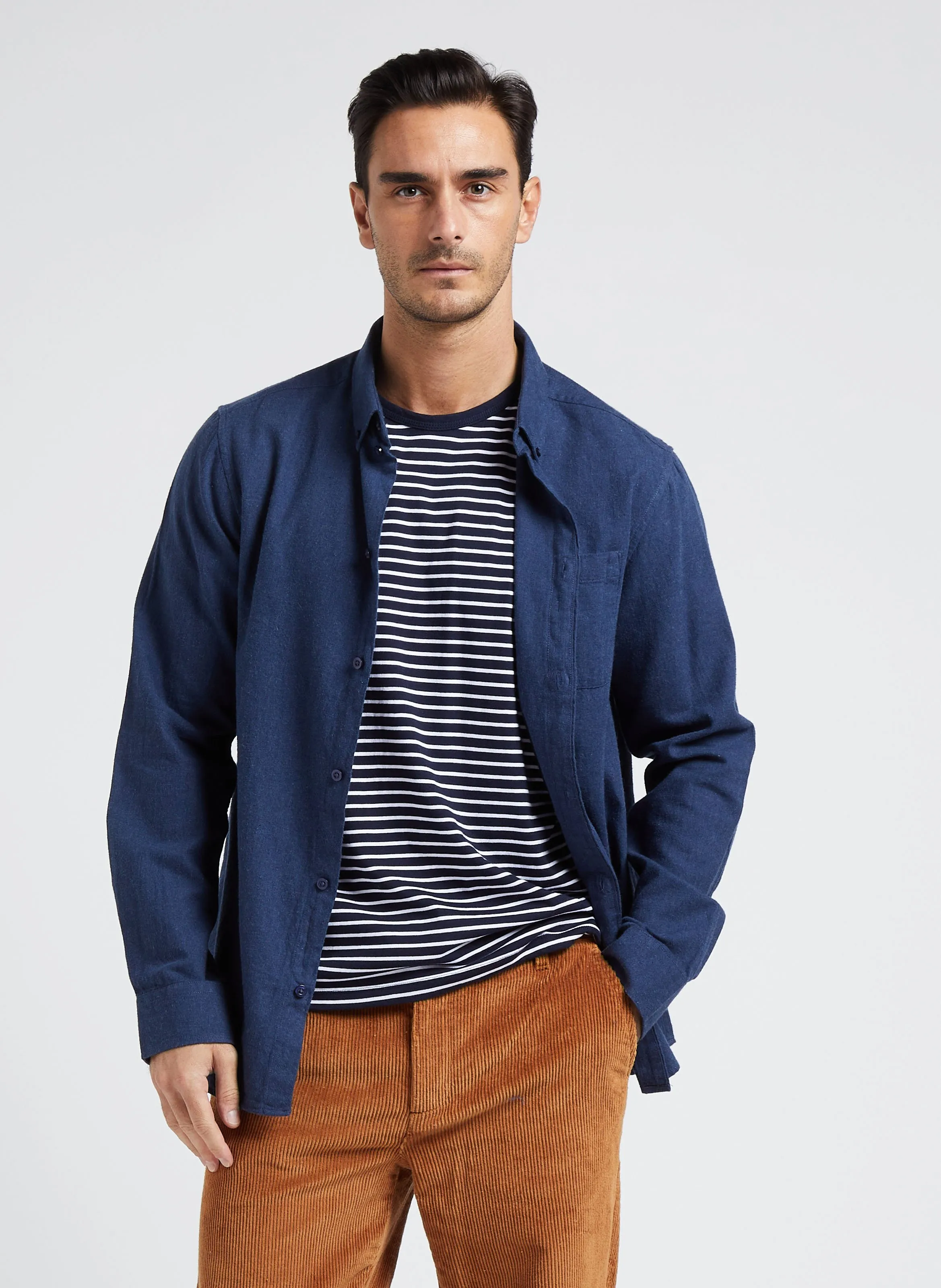  KNOWLEDGE COTTON APPAREL   Camicia collo button down regular fit in cotone biologico | Blu