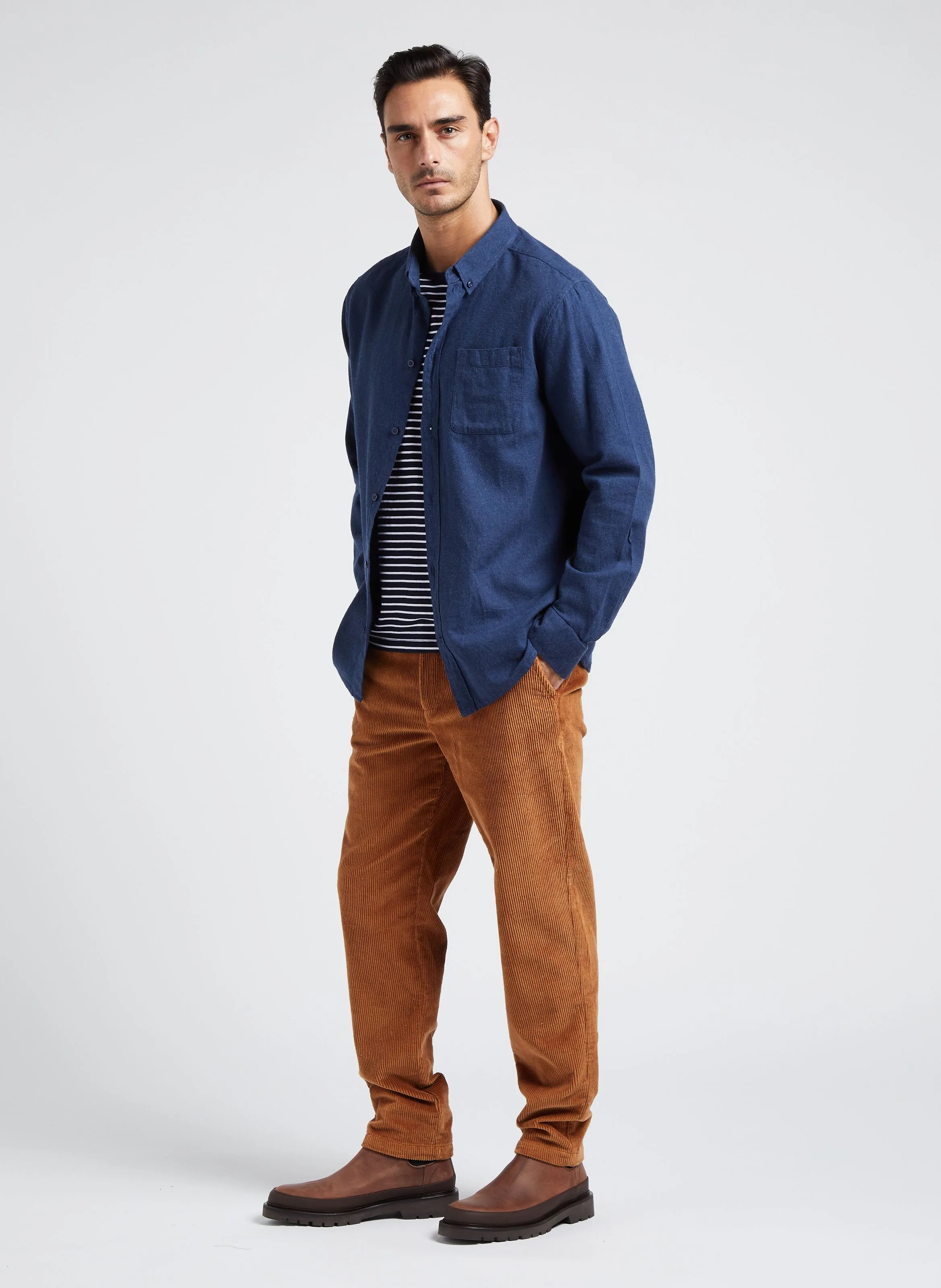  KNOWLEDGE COTTON APPAREL   Camicia collo button down regular fit in cotone biologico | Blu