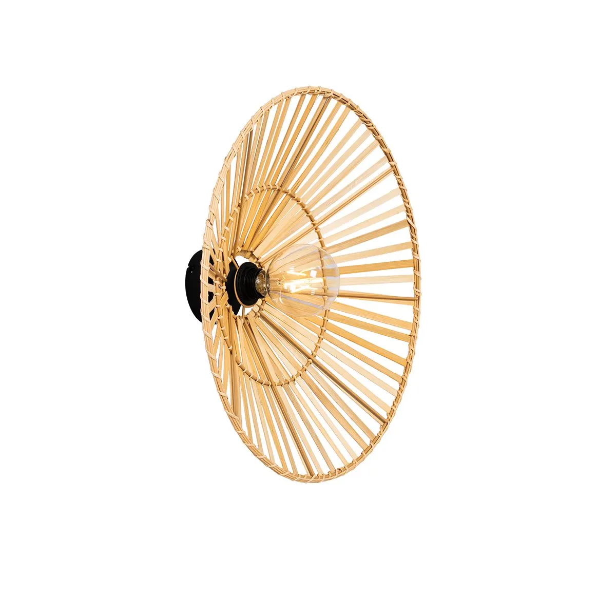 Lampada da parete orientale nera con bambù naturale - Pua