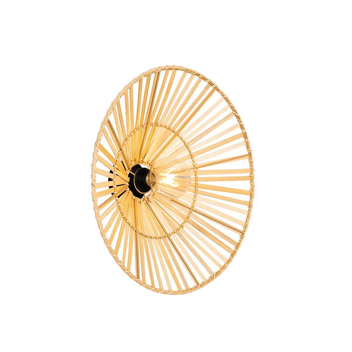 Lampada da parete orientale nera con bambù naturale - Pua