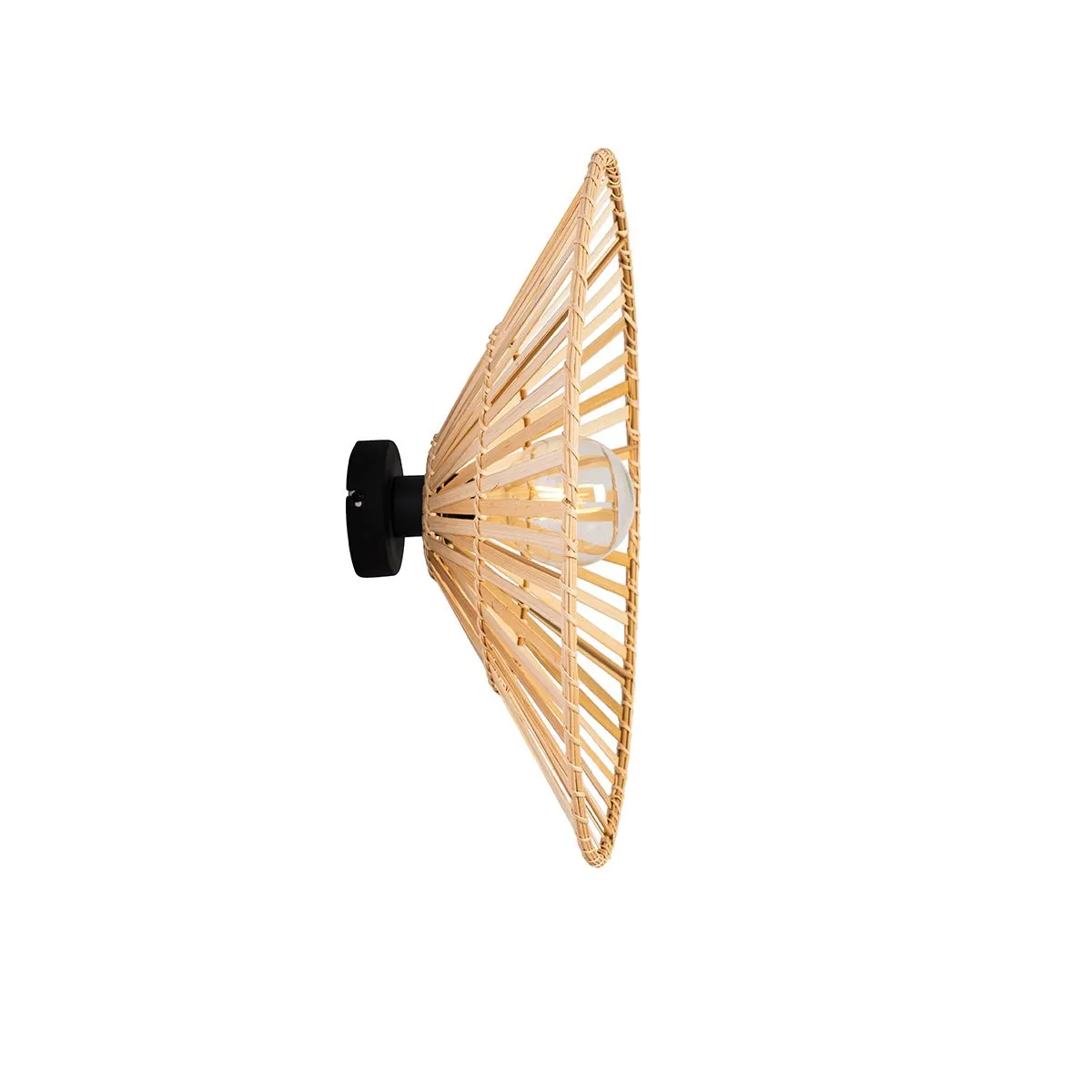 Lampada da parete orientale nera con bambù naturale - Pua