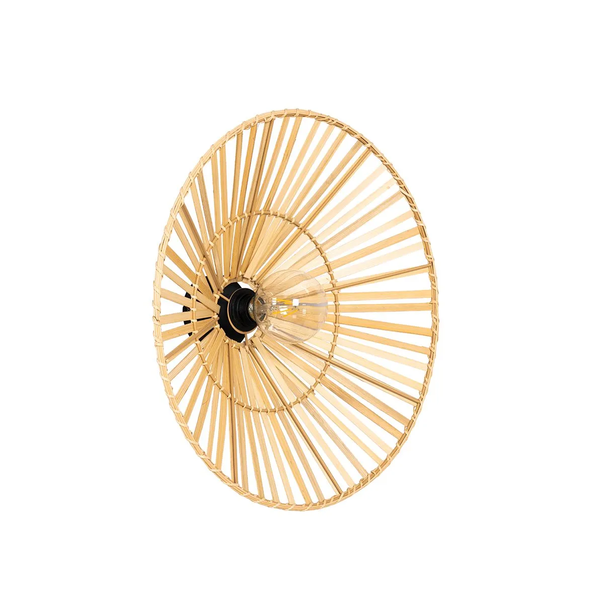 Lampada da parete orientale nera con bambù naturale - Pua