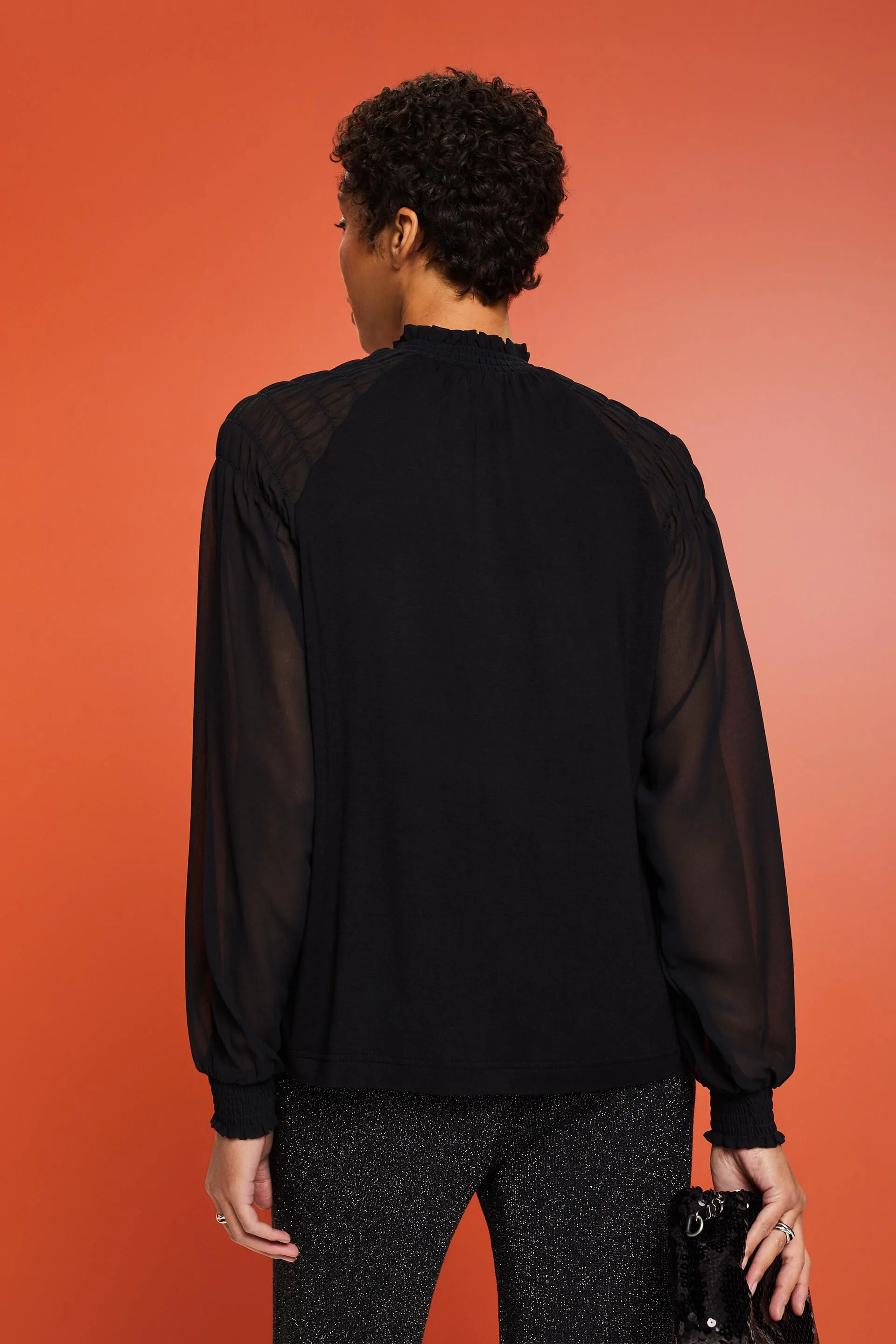 Maglia a maniche lunghe in tessuto misto