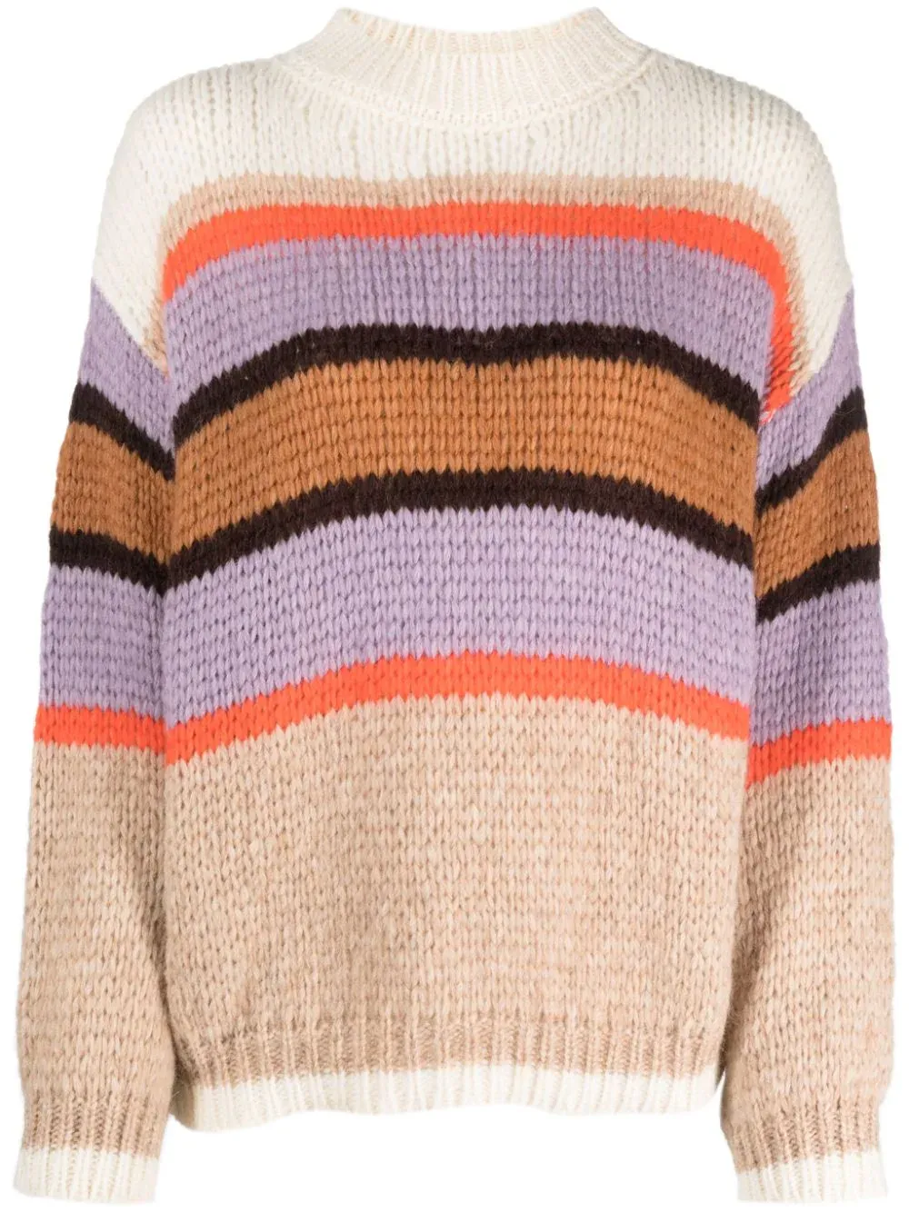 MAGLIA CON FANTASIA A RIGHE IN BABY ALPACA E LANA