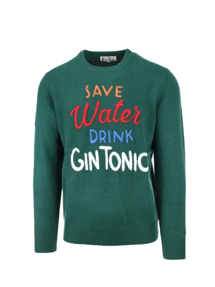Maglia pullover girocollo in lana Drink Gin Tonic