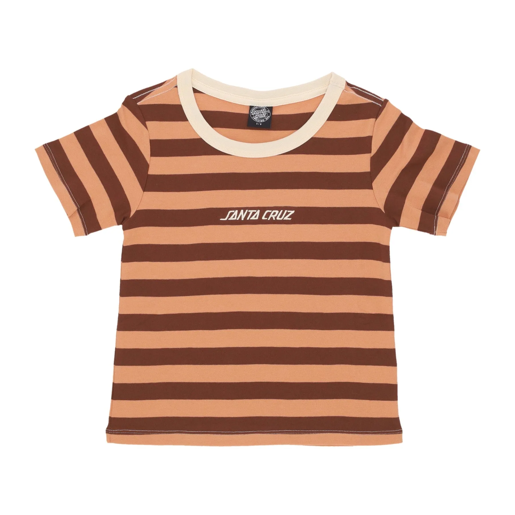 Maglietta Corta Donna Strip Logo Emb Tee Sepia Stripe