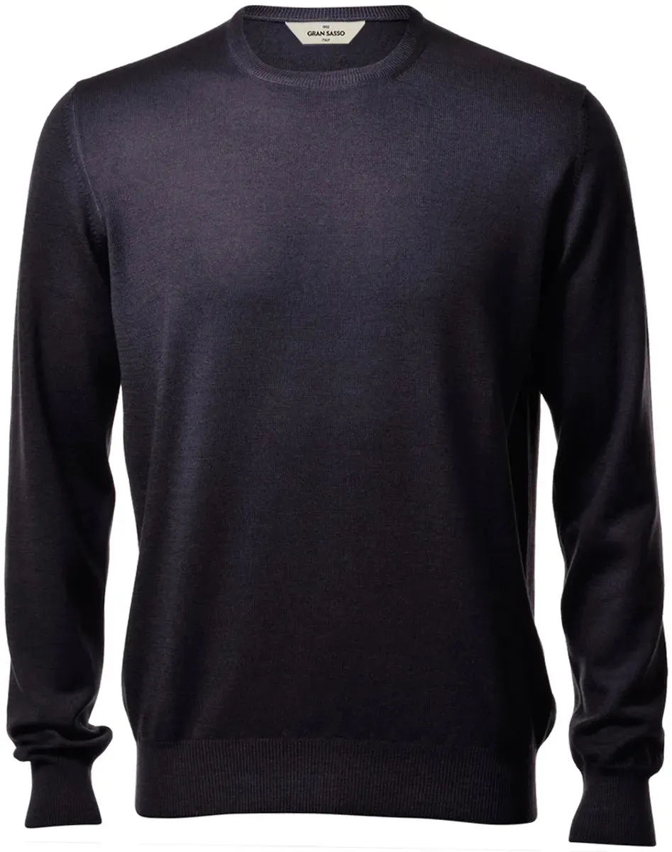 Maglione Girocollo Lana Merinos Vintage Gran Sasso Grigio Scuro da Uomo