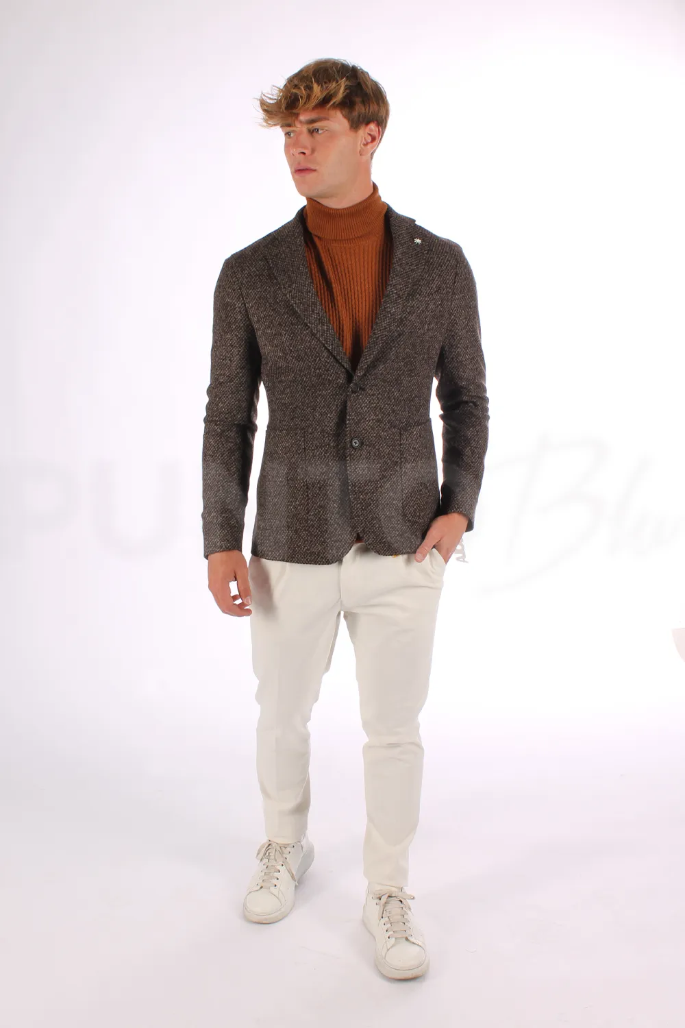 MANUEL RITZ | GIACCA MONOPETTO IN JERSEY MISTO LANA - Punto Blu
