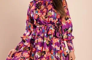 Miniabito elegante stampato, lilla
