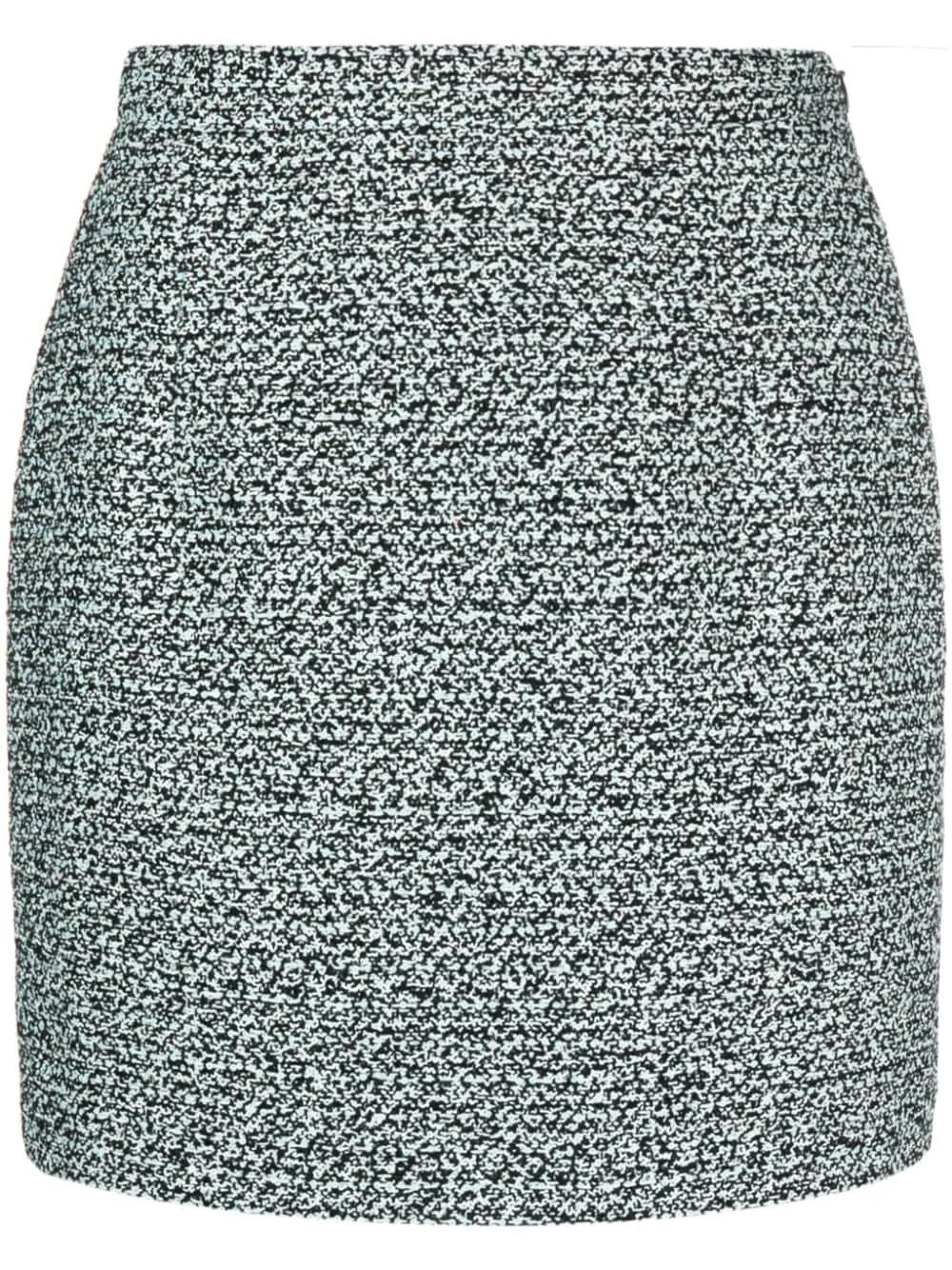 Minigonna a vita alta in tweed in azzurro e nero - donna