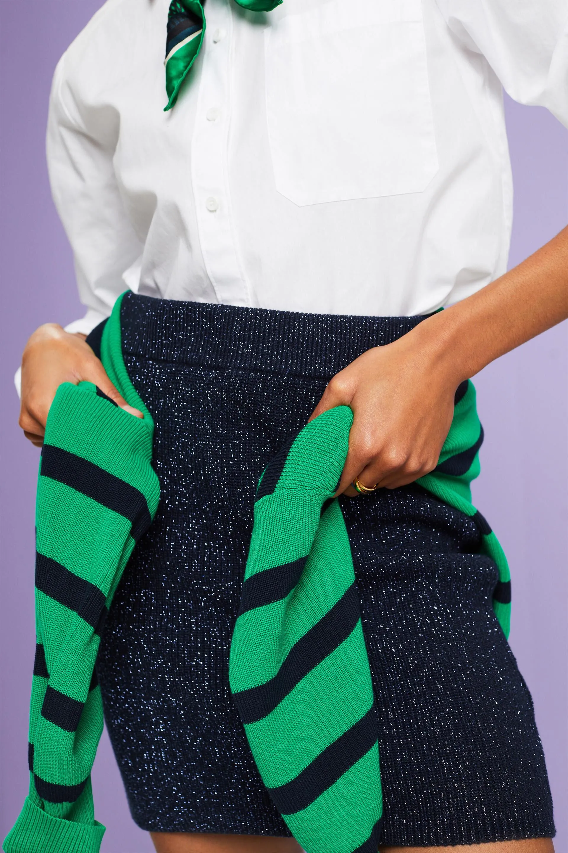 Minigonna in maglia lamé