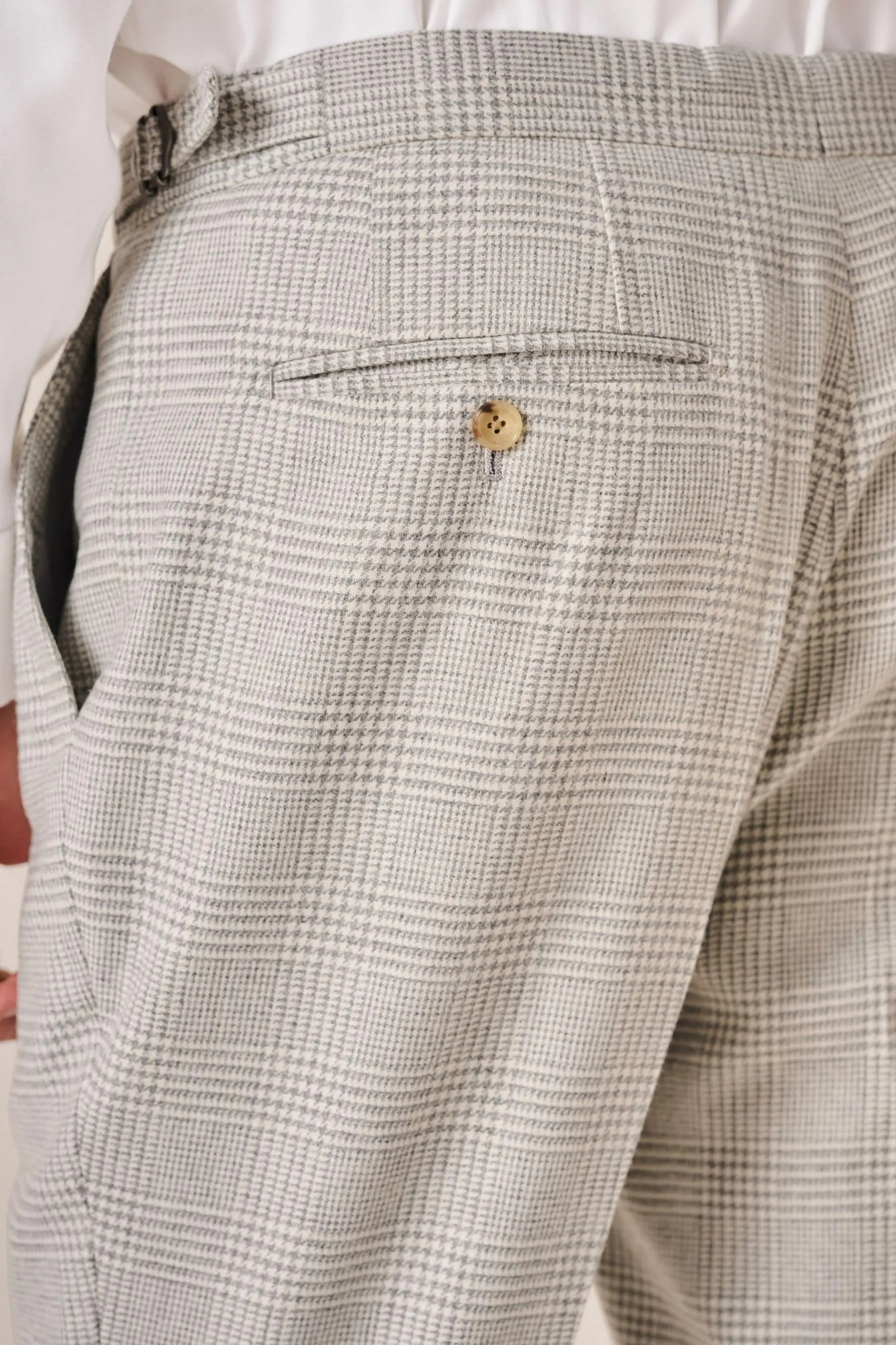 Naturale  - Vestibilità attillata / Slim - Pantaloni da completo in Blend A quadri lana italiana