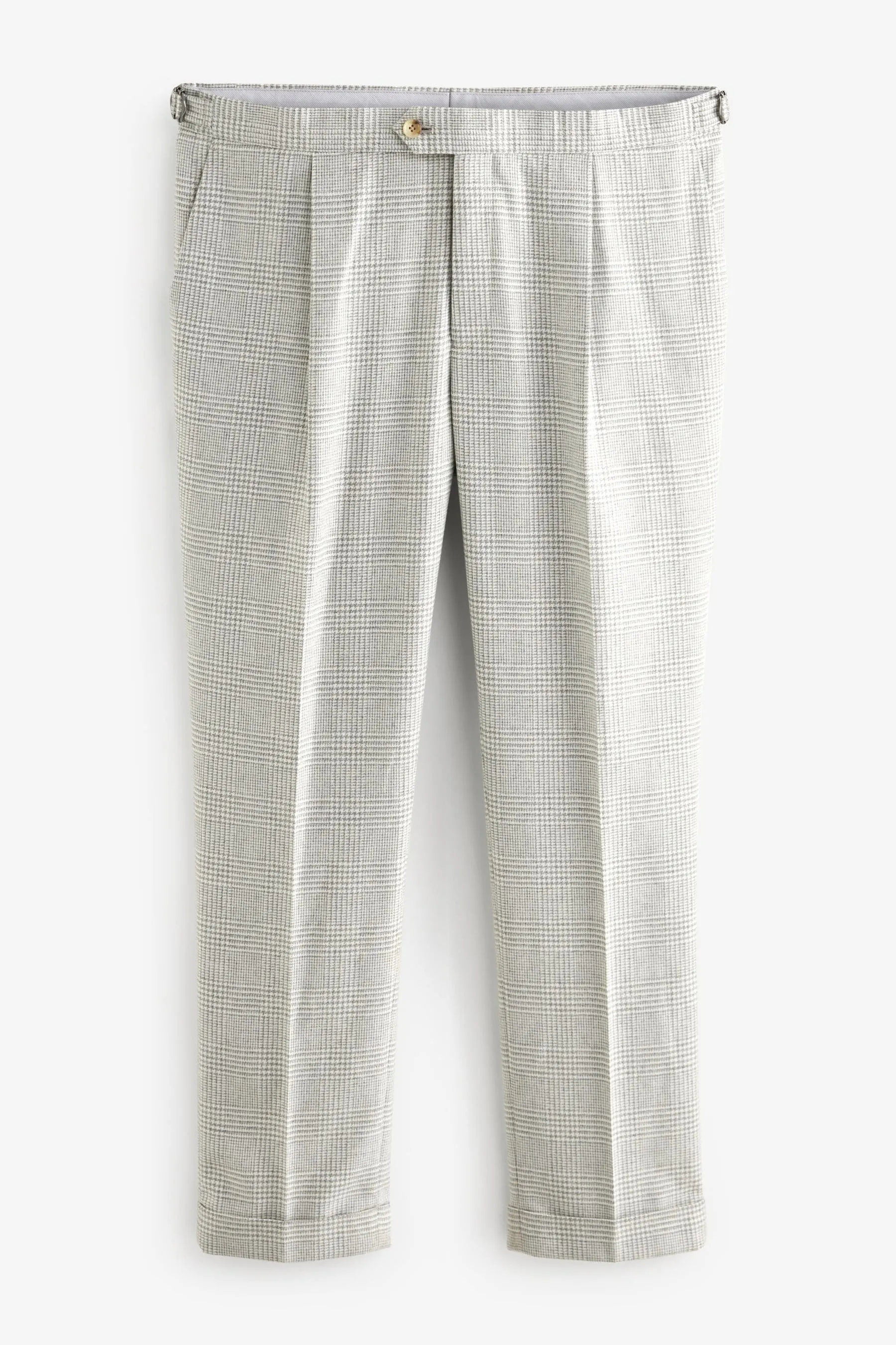 Naturale  - Vestibilità attillata / Slim - Pantaloni da completo in Blend A quadri lana italiana