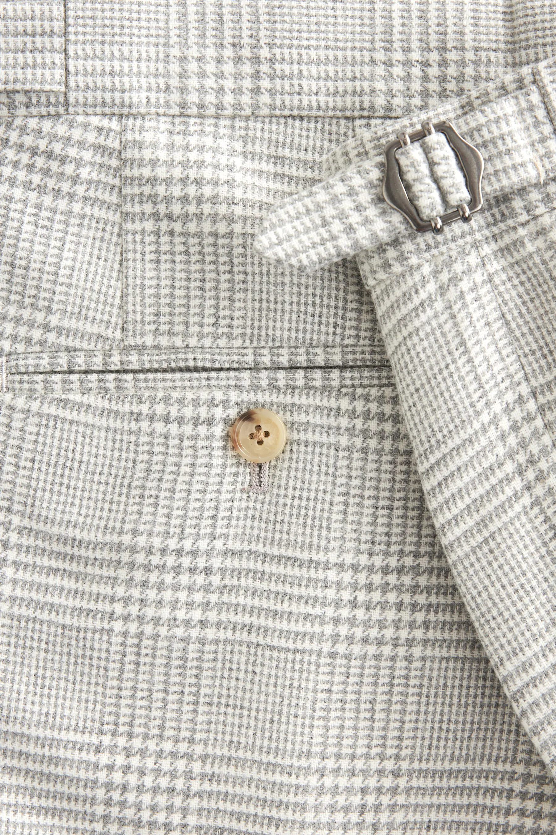 Naturale  - Vestibilità attillata / Slim - Pantaloni da completo in Blend A quadri lana italiana