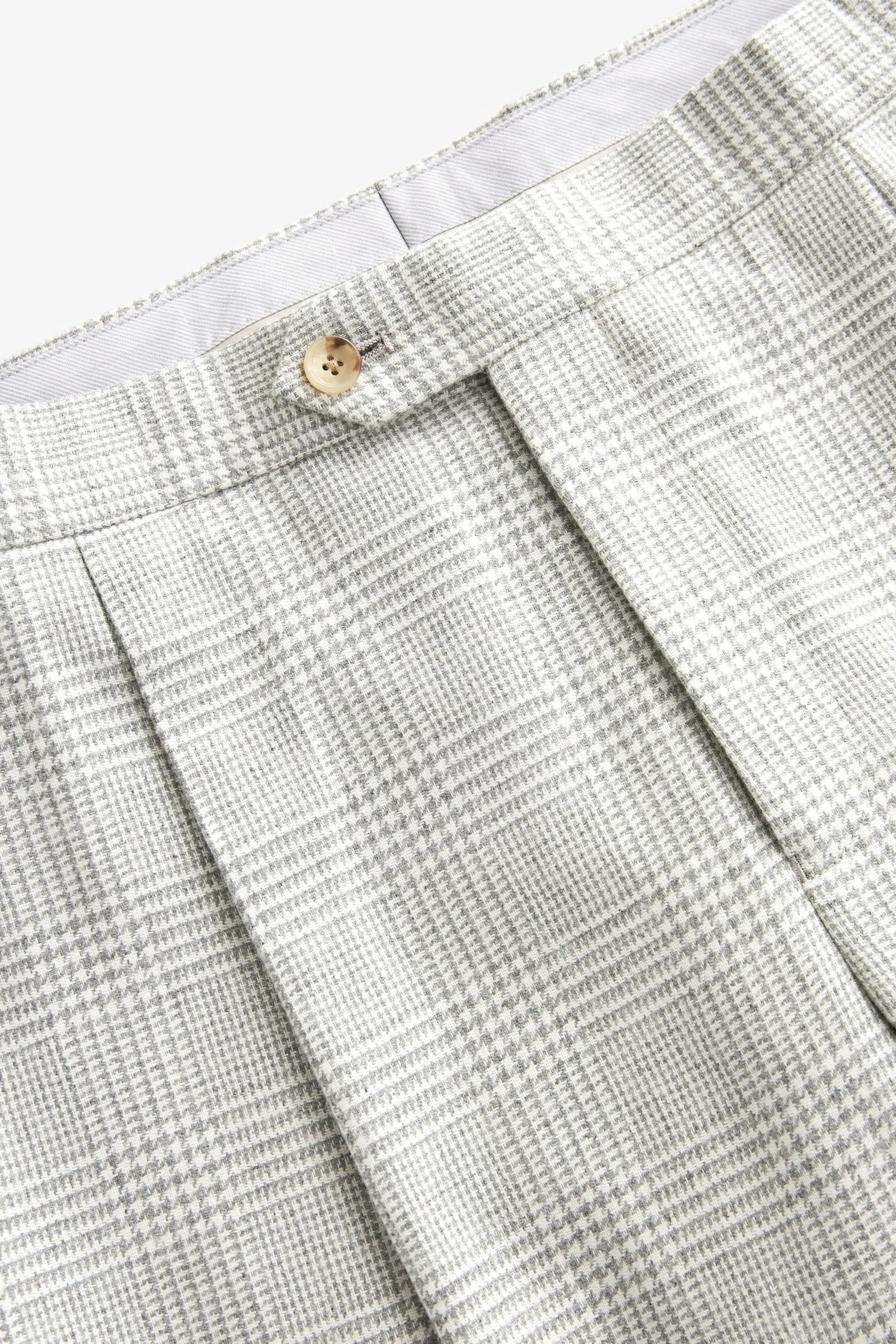 Naturale  - Vestibilità attillata / Slim - Pantaloni da completo in Blend A quadri lana italiana