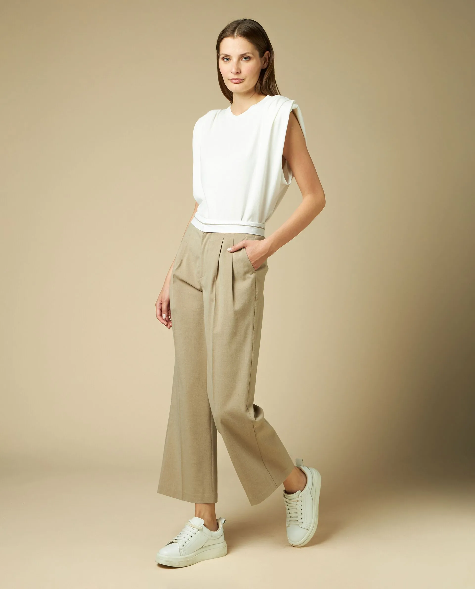 NICE & CHIC  Pantaloni in misto viscosa con pinces donna