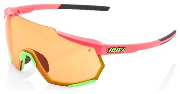 Occhiali da sole Racetrap al 100% con lenti opache lavate al neon rosa / cachi
