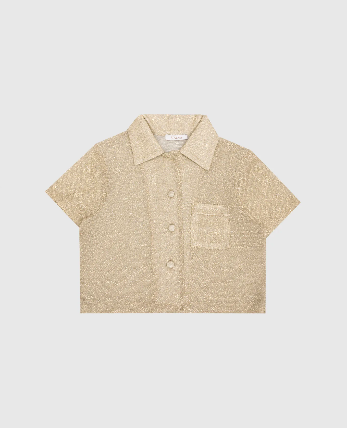 Oseree Camicia bowling Osemini Lumiere beige per bambini con lurex LCS216GLUREX