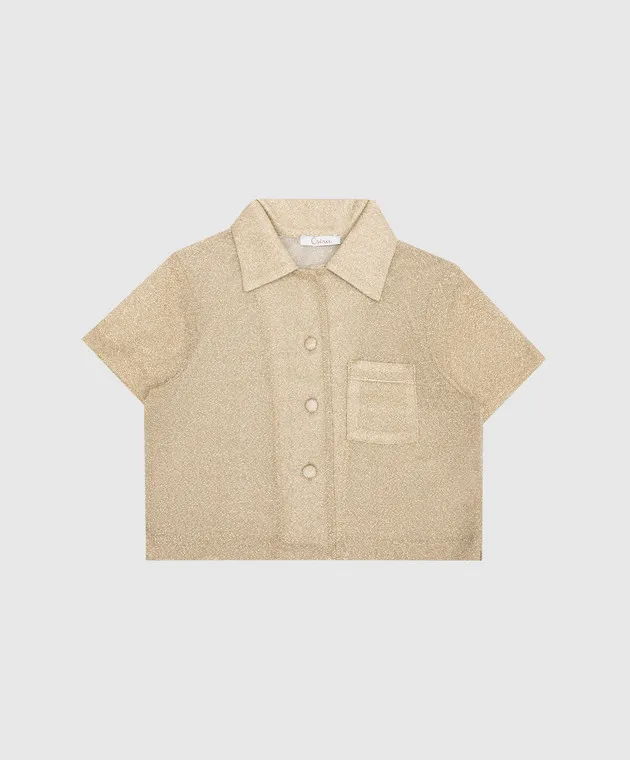 Oseree Camicia bowling Osemini Lumiere beige per bambini con lurex LCS216GLUREX