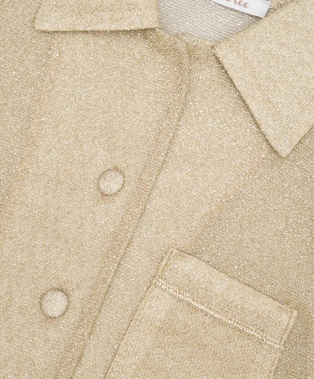 Oseree Camicia bowling Osemini Lumiere beige per bambini con lurex LCS216GLUREX