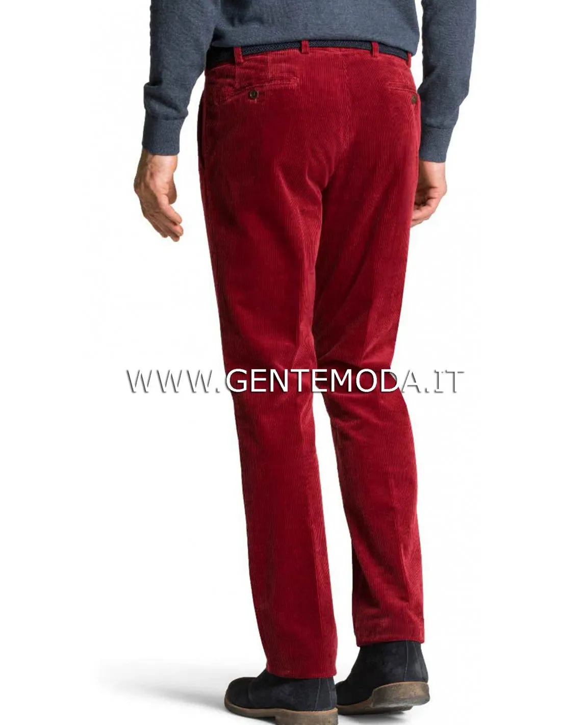 Pantalone in cotone Velluto a coste colore Rubino