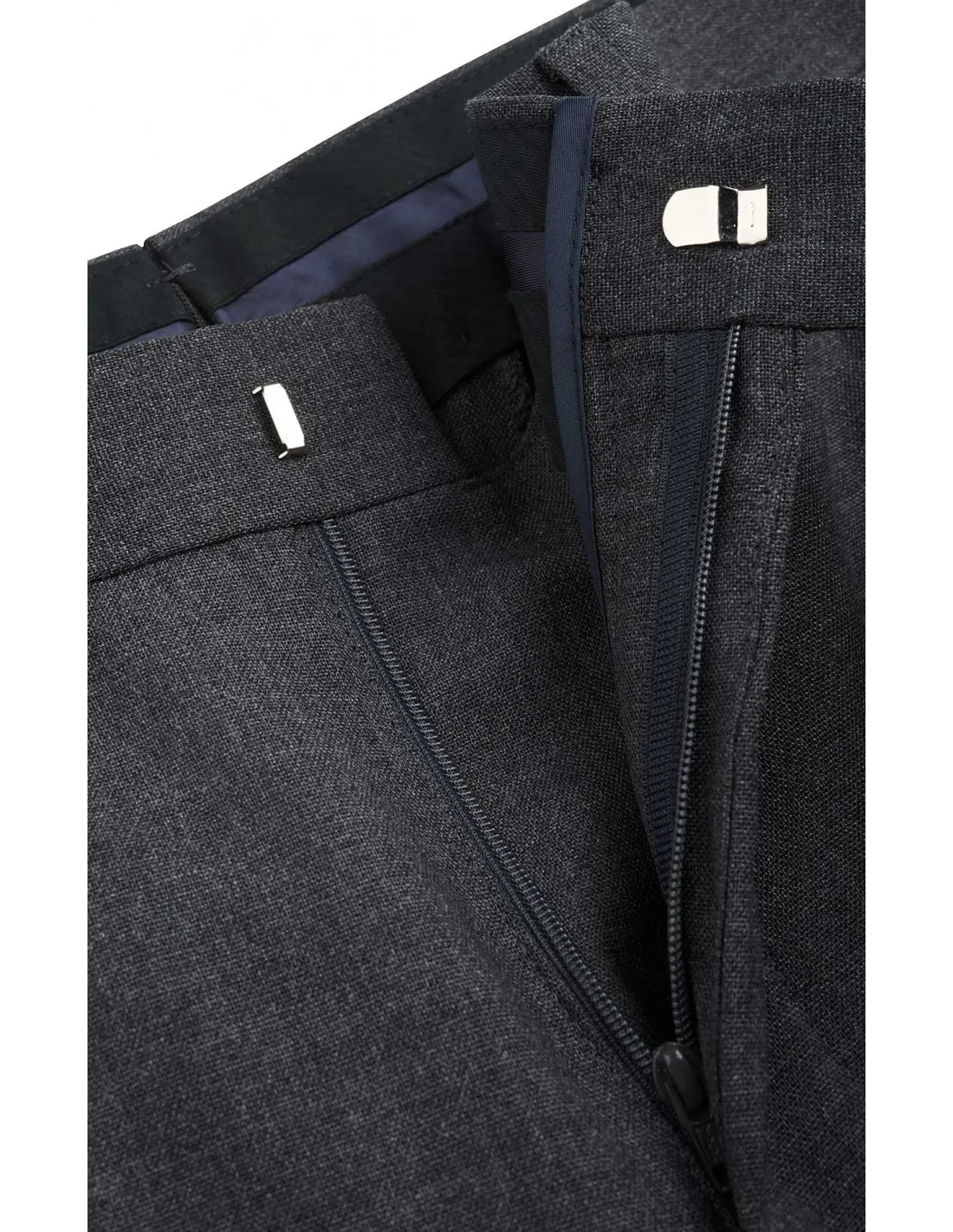 Pantalone in fresco lana tela grigio scuro p / e