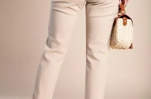 Pantaloni attillati in cotone, marrone