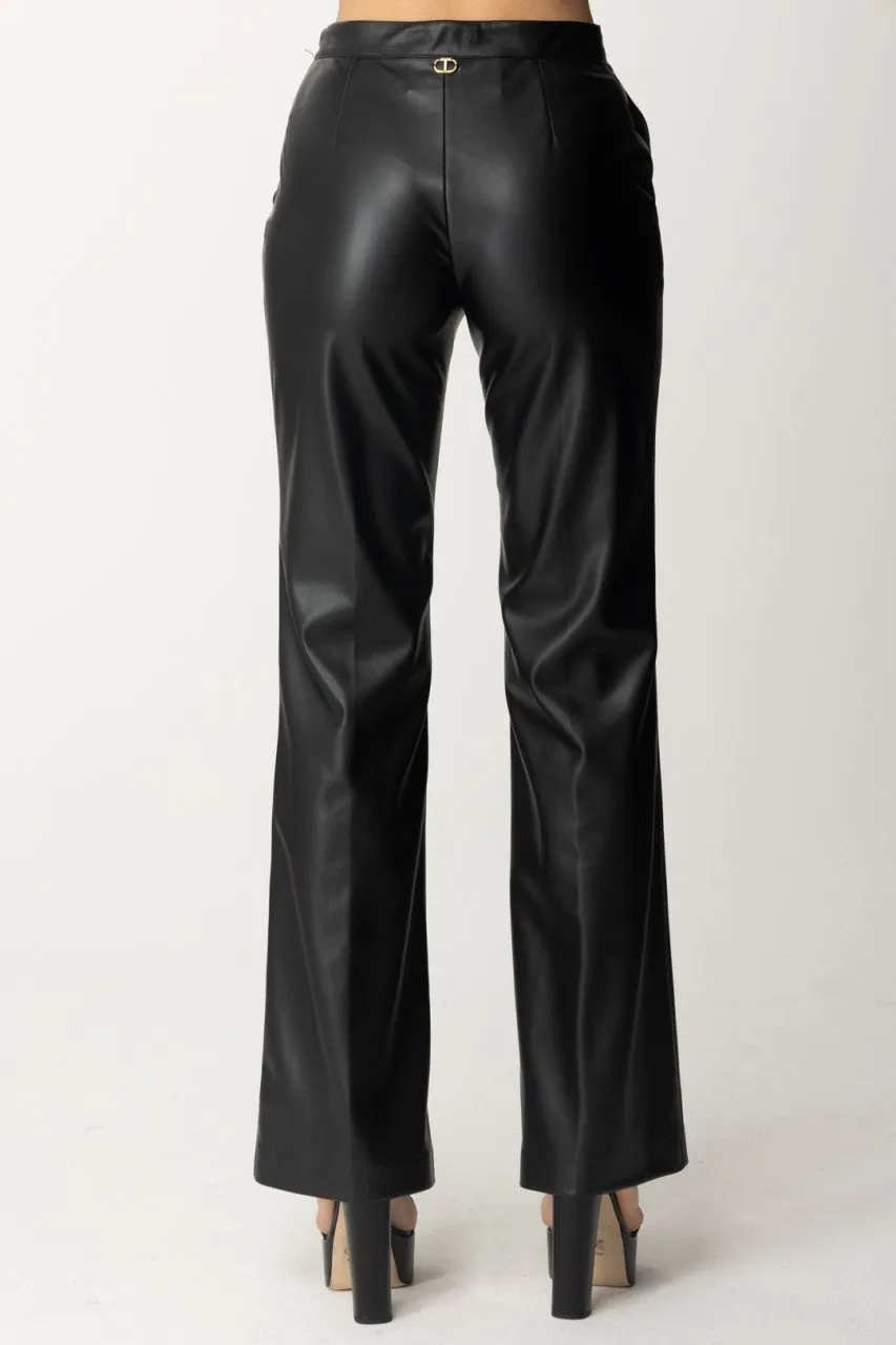 Pantaloni effetto pelle Nero