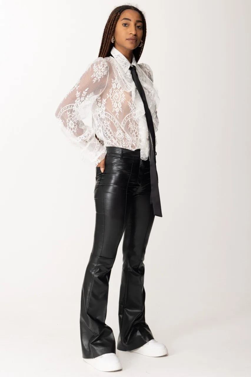 Pantaloni flare in pelle Nero