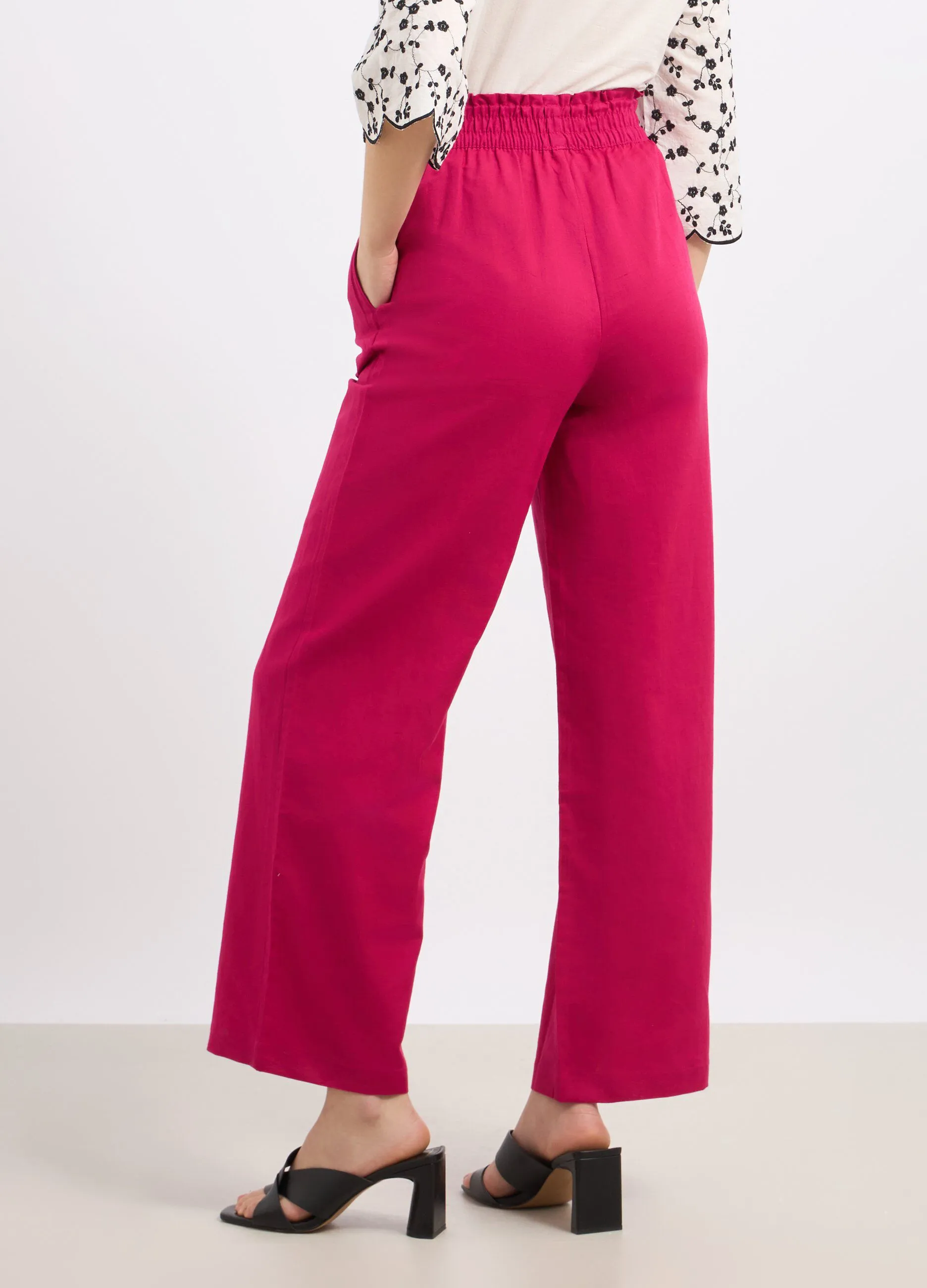 Pantaloni in misto lino donna