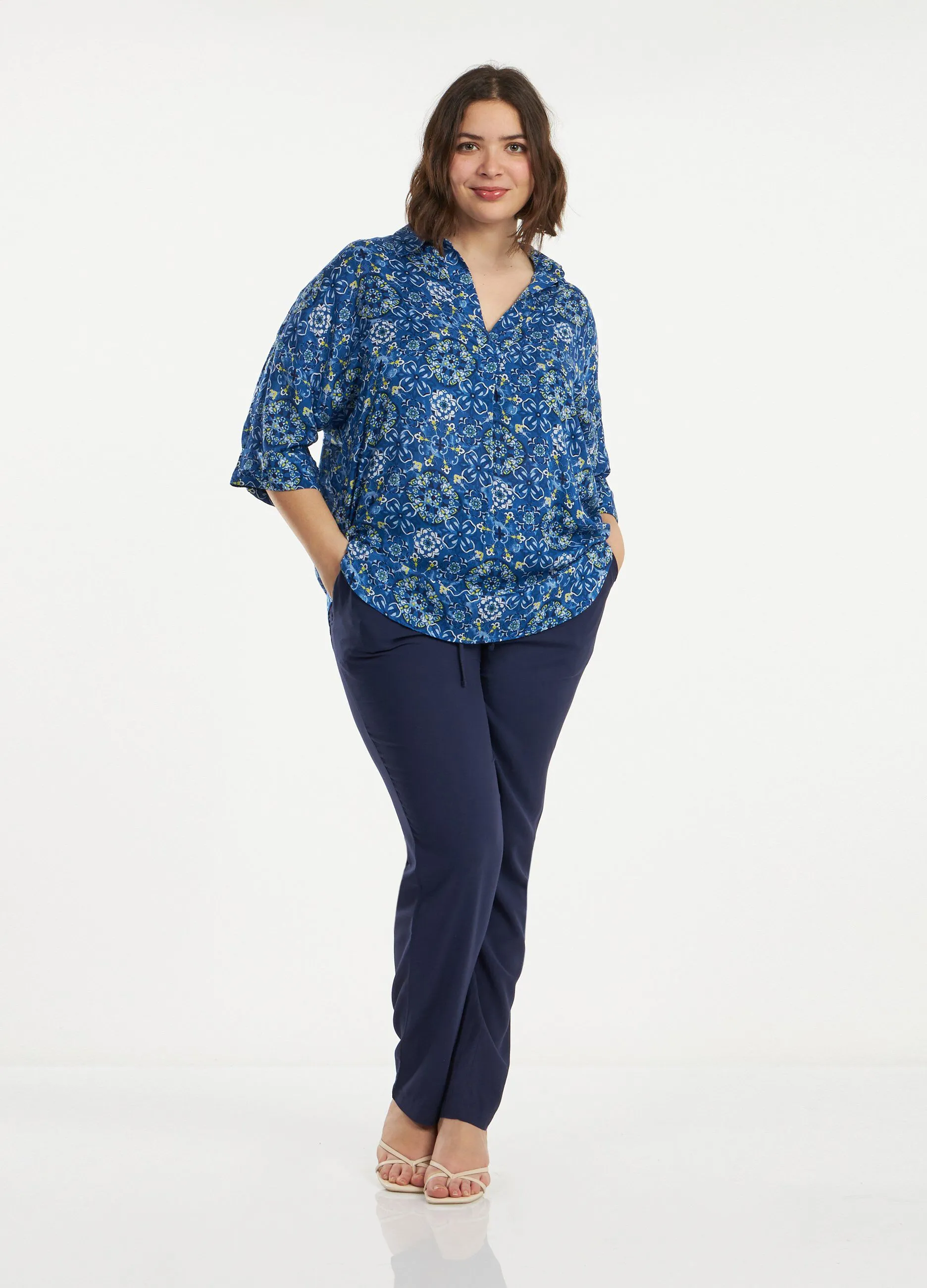 Pantaloni in pura viscosa donna curvy