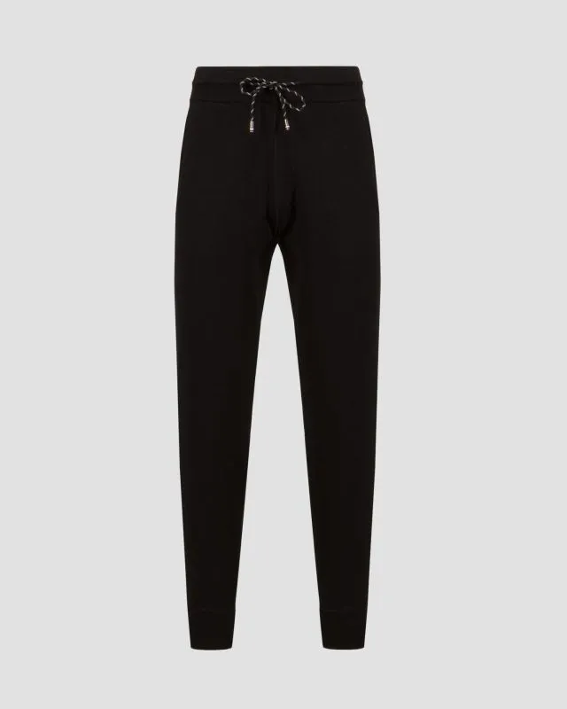 Pantaloni neri in maglia con lana da uomo Hugo Boss Pondrio