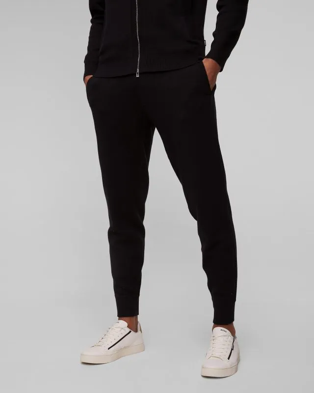 Pantaloni neri in maglia con lana da uomo Hugo Boss Pondrio