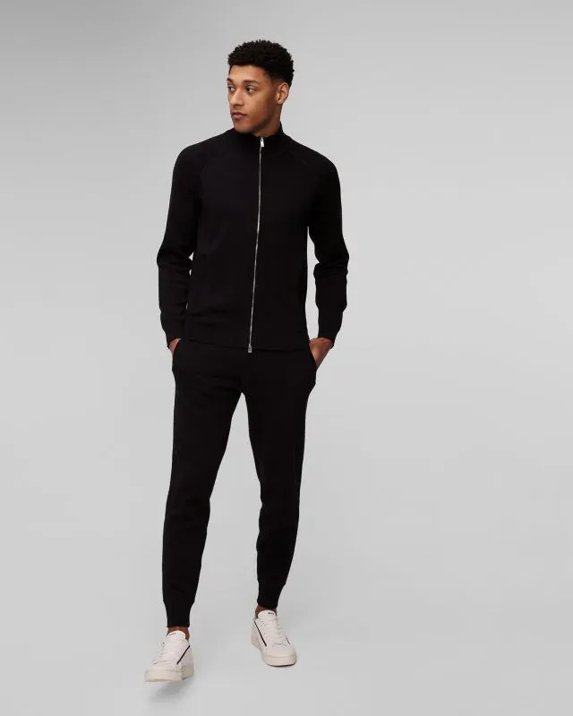 Pantaloni neri in maglia con lana da uomo Hugo Boss Pondrio